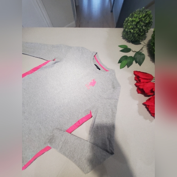 U.S. POLO ASSN. Beau t-shirt à manches longues à logo tissé rose - Picture 2 of 6